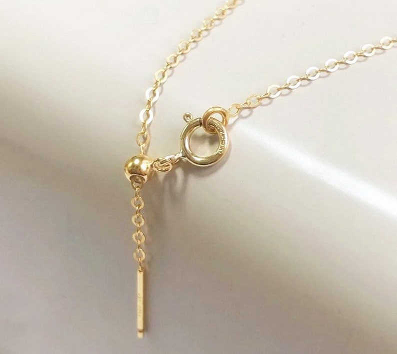 18 Inch 1.32mm 14K Gold Filled Flat Cable Chain Necklace, Dainty Adjustable Necklace with Silicone Bead, Finished Chain Necklace, Wholesale image 1