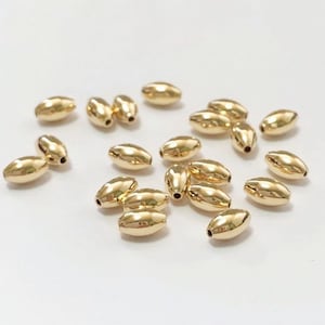 5 Pcs 3x5mm 14K Gold Filled Oval Beads, Seamless Beads, Gold Beads, Made in USA