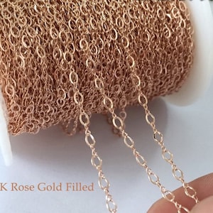1 Foot 2.2mm 14K Rose Gold Filled Figure 8 Chain, Long and Short Chain, Infinity Chain, Twisted Chain, Flat Oval Chain, Made in USA