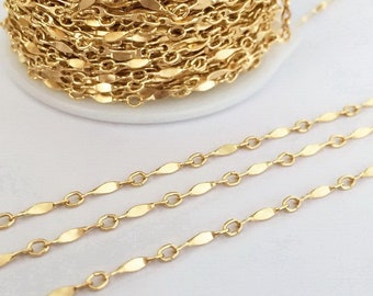 1 Foot 1.7x8.7mm 14K Gold Filled Dapped Bar Chain, Made in USA, DBC1787