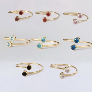 3mm 14K Gold Filled Cz Ring, Open Ring, Adjustable Rings, Double Cz Ring, Birthstone Ring, Wholesale, Made in USA