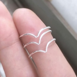 1mm 925 Sterling Silver Chevron Ring, Midi Ring, V-Shape Ring, Midi V Ring, Minimal, Bulk, Wholesale, Made in USA