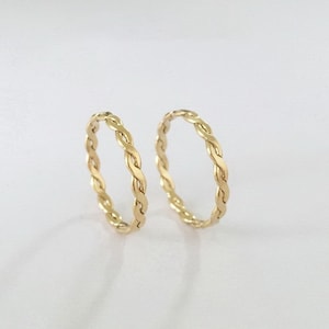 2.4mm Wide 14K Gold Filled Braided Ring, Woven Ring, Hammered Twisted Ring
