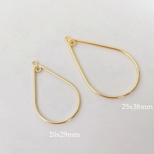 20x29mm/25x38mm 14K Gold Filled Teardrop Drop with Closed Ring Attached In&Out, Wire Oval Drop, Made in USA