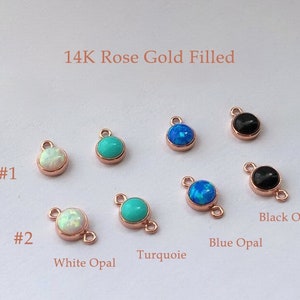 4mm 14K Rose Gold Filled Opal Charm or Connector, Opal Connectors, Turquoise Charm, Black Onyx Drop, Wholesale, Made in USA