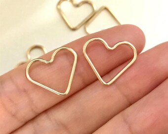 Anillos de salto cerrados con forma de corazón, de 15 mm y alambre relleno de oro de 14 quilates, dije de corazón, a granel, fabricados en EE. UU.