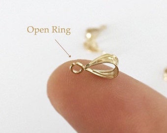 2 Pcs 4x9.5x3mm 14K Gold Filled Pendant Bail with Open Ring, Wholesale, Made in USA, BAO4953