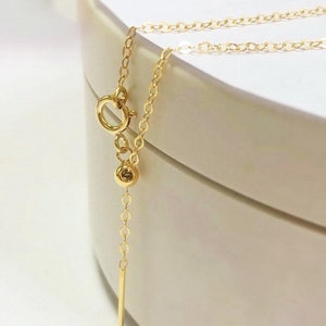 18 Inch 1.32mm 14K Gold Filled Flat Cable Chain Necklace, Dainty Adjustable Necklace with Silicone Bead, Finished Chain Necklace, Wholesale image 2