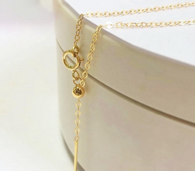 18 Inch 1.32mm 14K Gold Filled Flat Cable Chain Necklace, Dainty Adjustable Necklace with Silicone Bead, Finished Chain Necklace, Wholesale image 2