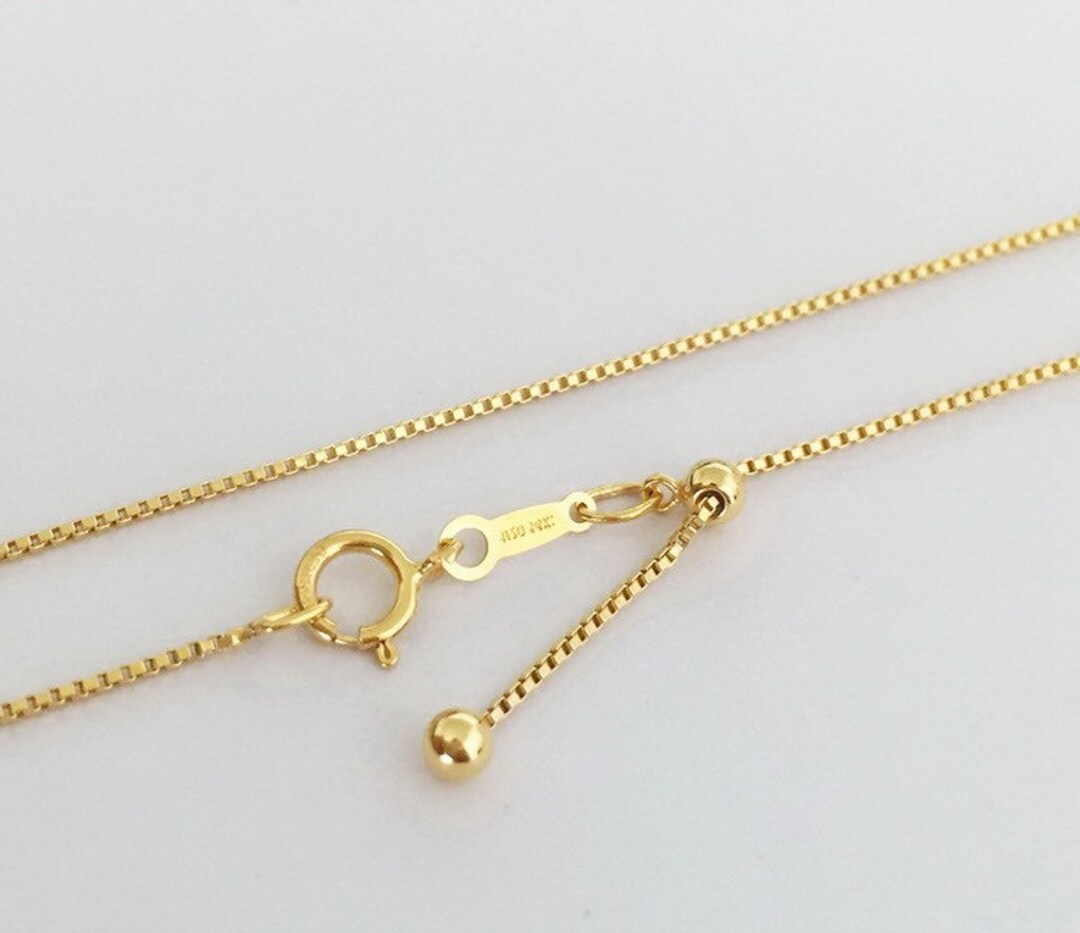 22 Inch 0.85mm 14K Gold Filled Box Chain Necklace, Dainty Adjustable ...