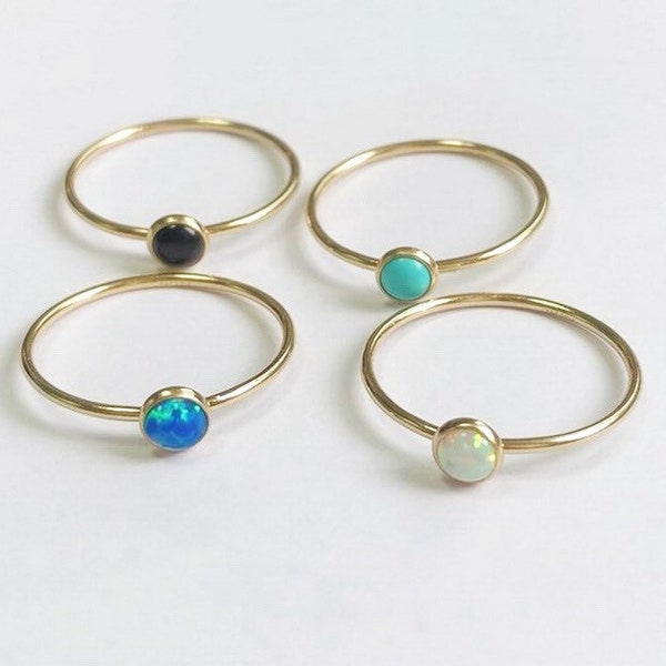 4mm 14K Gold Filled Cup Bezel Ring, Opal Ring, Turquoise Ring, Black Onyx Ring, Wholesale, Made in USA