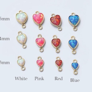 3mm/4mm/5mm 14K Gold Filled Heart Opal Connector, Opal Bezel Connector, Opal Charm