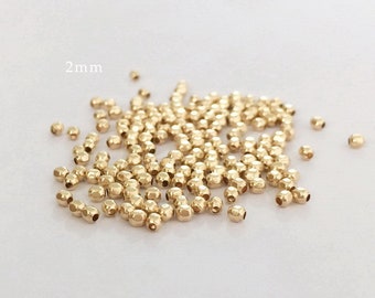 10 perles à facettes remplies d'or de 2 mm, perles taillées en diamant, perles remplies d'or 14 carats, fabriquées aux États-Unis