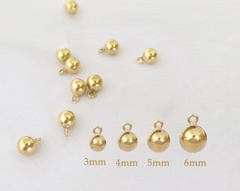 2 Pcs 14K Gold Filled Ball Drop with closed ring, New, 3mm/4mm/5mm/6mm Ball Charm, Ball Drop Pendant, Bulk, Made in USA