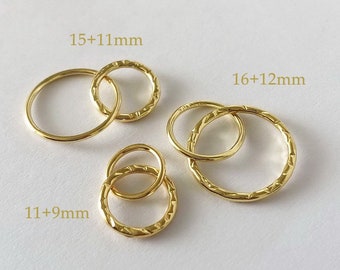 14K Gold Filled Interlocking Circles, Double Ring Connector, Hammered Circles, textured Circle, Wholesale, Made in USA