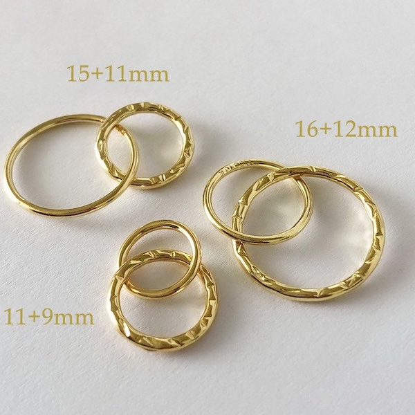 14K Gold Filled Interlocking Circles, Double Ring Connector, Hammered Circles, textured Circle, Wholesale, Made in USA