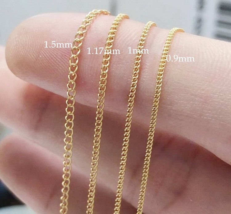 Stainless Steel Chain Bulk Wholesale by Yard Length Meter Silver Gold Curb  Chain 1.5mm 2mm 3mm Curb Link Chains for Necklace Jewelry Making 