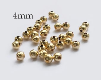 10pcs 4mm 14K Gold Filled Hammered Beads, No Tarnish Beads