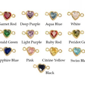 4mm 14K Gold Filled Heart Cz Connector, Cubic Zirconia Connector, Birthstone Connector
