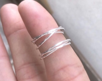 925 Sterling Silber Rolling Ring, Dreieinigkeitsring, ineinandergreifender Ring, Fidget Anxiety Ring, Schüttgut, Großhandel, hergestellt in den USA