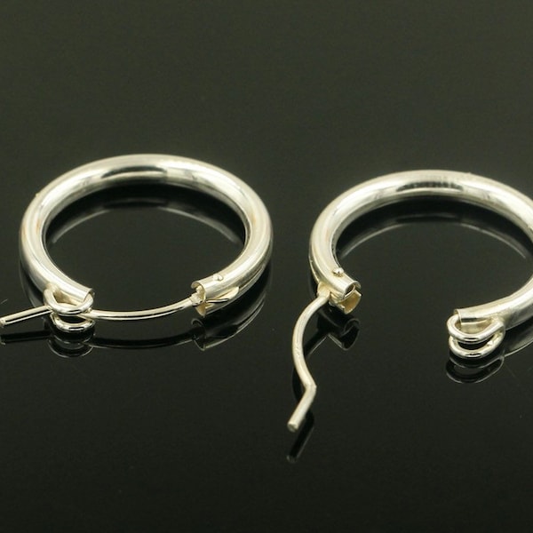 6 Pcs, 925 Sterling Silver Earrings, 13mm/15mm/19mm/22mm/29mm/35mm Thick Hoops, Ear Hoops, Earring Findings, Made In USA