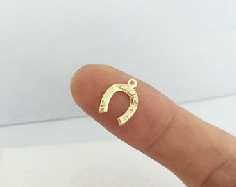 9x10mm 14K Gold Filled Horseshoe Charm, Dainty Horseshoe Drop, Lucky Charm, Wholesale, Made in USA