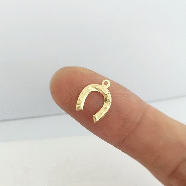 9x10mm 14K Gold Filled Horseshoe Charm, Dainty Horseshoe Drop, Lucky Charm, Wholesale, Made in USA