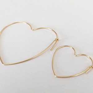 2 Pcs 14K Gold Filled Wire Heart Hoop, Heart Shape Hoops, Wire Hoop Earrings, Beading Hoops, Large Hoops, Earring Findings