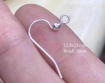 21x15,5 mm 20.5 Ga 925 Sterling Silber Ohrhaken mit facettierter Kugel