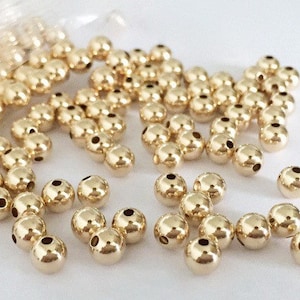 50pcs 4mm 14K Gold Filled Beads, Seamless Gold Beads, Round Beads, 14K Gold Filled, Tiny Gold Beads, 100pieces