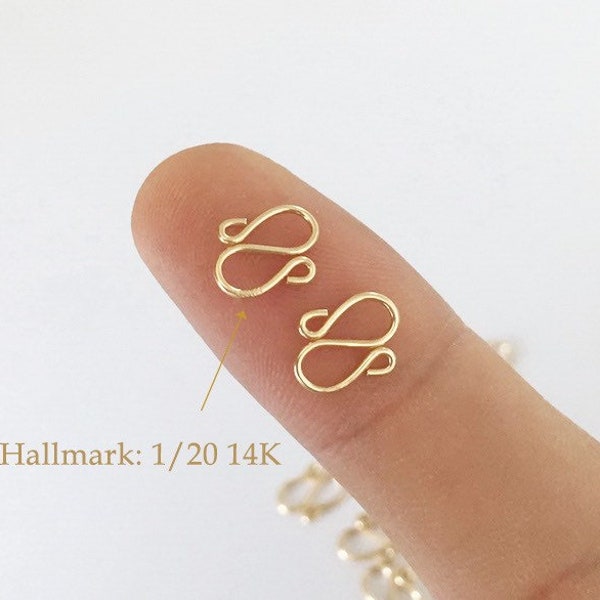 5 Pcs 7x10mm 14K Gold Filled Hook Clasp, S Hook Clasp, S-Shape, Wholesale, Made in USA, SHC710