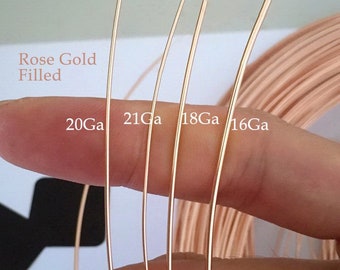 Half Hard 20Ga/18Ga/16Ga 14K Rose Gold Filled Wire, Half Hard Wire, Round Wire, Made in USA
