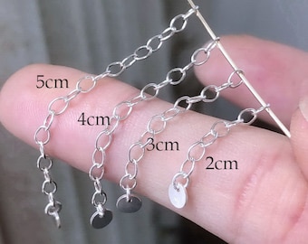 2cm/3cm/4cm/5cm 2.6mm 925 sterling Silver, Extender Chain with Disc Tag, Necklace Extender, Removal, Extender Chain, Adjustable Extension