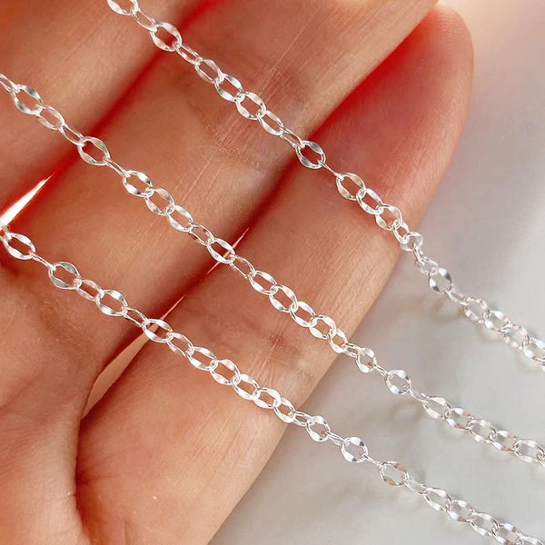 1 Foot 2mm 925 Sterling Silver Sequin Lace Chain, Lace Chain, Lip Chain, Light-weight