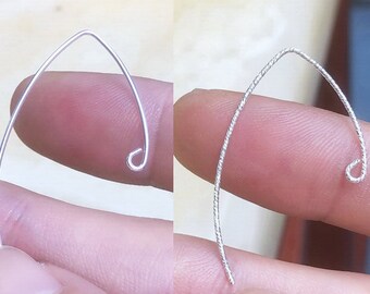 2 Pcs 33mm 20.5Gauge 925 Sterling Silver V Shape Ear Wires, Ear Wire with open loop, Ear Hook, Made in USA
