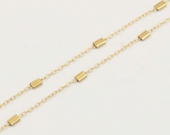 1 Ft, 2x3mm 14K Gold Filled Bar Chain, Flat Bar Chain, Cable Chain with Bar