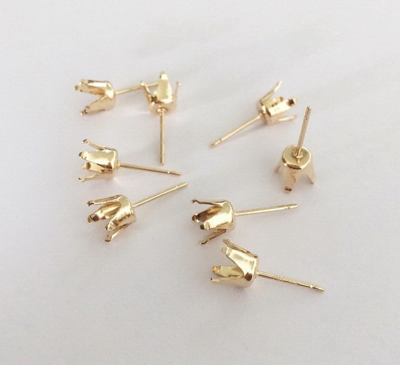 2 Pcs 3mm 4mm 5mm 6mm 14K Gold Filled Snap in Setting Post Earring