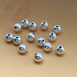 10Pcs 5mm 925 Sterling Silver Beads, Seamless Beads, Tiny Round Beads, Made In USA
