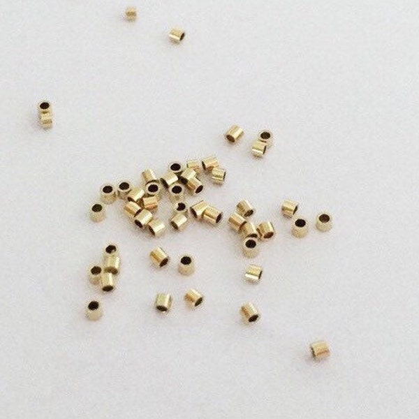 100 tubes à sertir remplis d'or 1,1 x 1 mm, perles à écraser, perles d'espacement, tubes à sertir remplis d'or 14 carats, vente en gros, fabriqué aux États-Unis, CT111