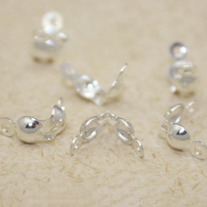 10 Pcs 3.5x7mm 925 Sterling Silver Clamshells Bead Tips with 2 rings, Wholesale, Made in USA