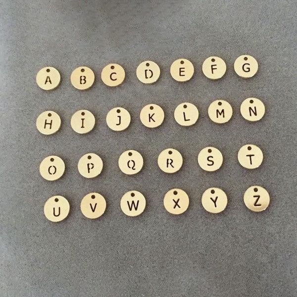 6mm 24 Gauge 14K Gold Filled Initial Disc Charms, Round Initial Discs, Uppercase, Hollow Carve, Made in USA