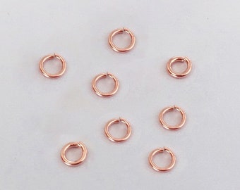 20 piezas de anillos de salto abiertos rellenos de oro rosa de 14 quilates, calibre 22, 5 mm, anillos de salto rellenos de oro rosa de 14 quilates, venta al por mayor, a granel, fabricados en EE. UU.