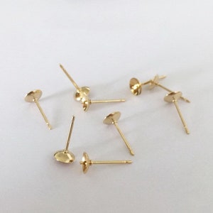 2 Pcs 5mm/6mm 14K Gold Filled Ball / Pearl Cup Post Earrings, With Peg, Earring Settings, Made In USA