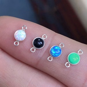4mm 925 Sterling Silver Opal Connector, Turquoise Connector, Onyx Connector, Wholesale, Made in USA
