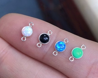 4mm 925 Sterling Silver Opal Connector, Turquoise Connector, Onyx Connector, Wholesale, Made in USA