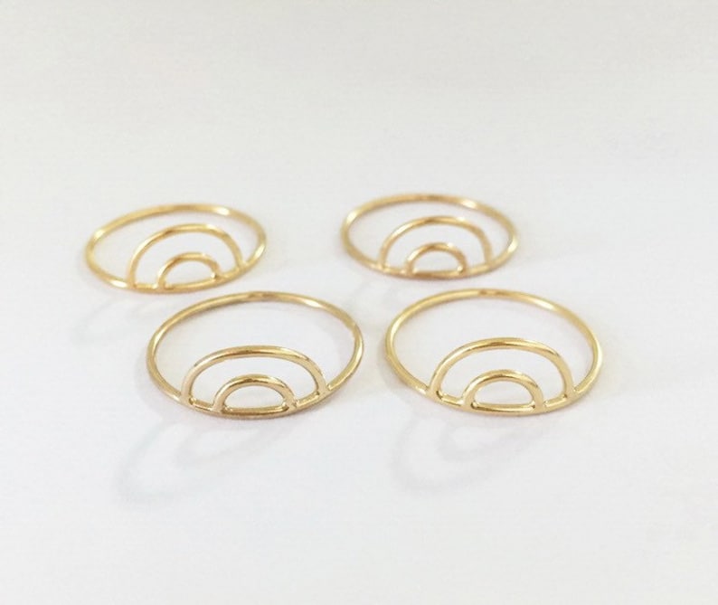 Arch Collection Rings 14K Gold Filled Double Arch Ring, Rainbow Ring, Stacking Ring ...