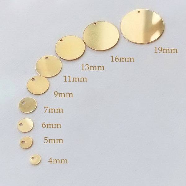 2 Pcs 28gauge/24gauge/20Ga 14K Gold Filled Disc Charms, Blank Disc for Stamping, Round Disc Charm, Flat Disc Blanks, Made in USA