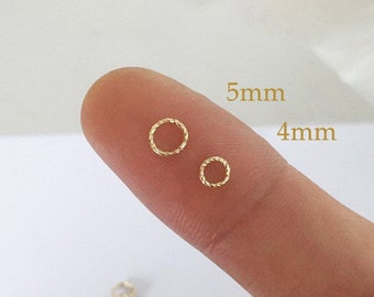 10 Pcs 4mm/5mm 22 Gauge 14K Gold Filled  Sparkle Closed Jump Rings, Jump Rings, Closed Jump Rings, Made in USA