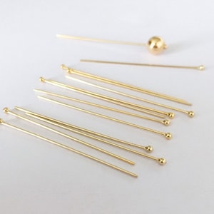 10 Pcs 24 Gauge 14K Gold Filled Ball End Head Pins, 1 Inch/1.5 Inch/2 Inch Headpins, Ball End Headpins, Wholesale, Made in USA