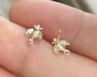 4pcs Cubic Pave Bee Earring Post, S925 Silver Pin Nickel Free